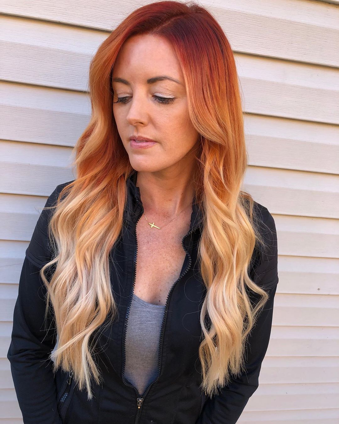 Stunning Strawberry Blonde to White Ombre