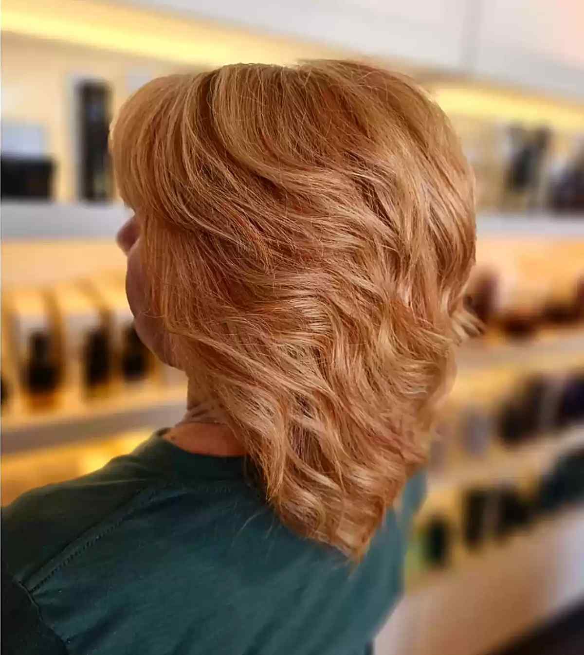 Strawberry Blonde with Medium-Length Layers for Women Ages 60 and Up