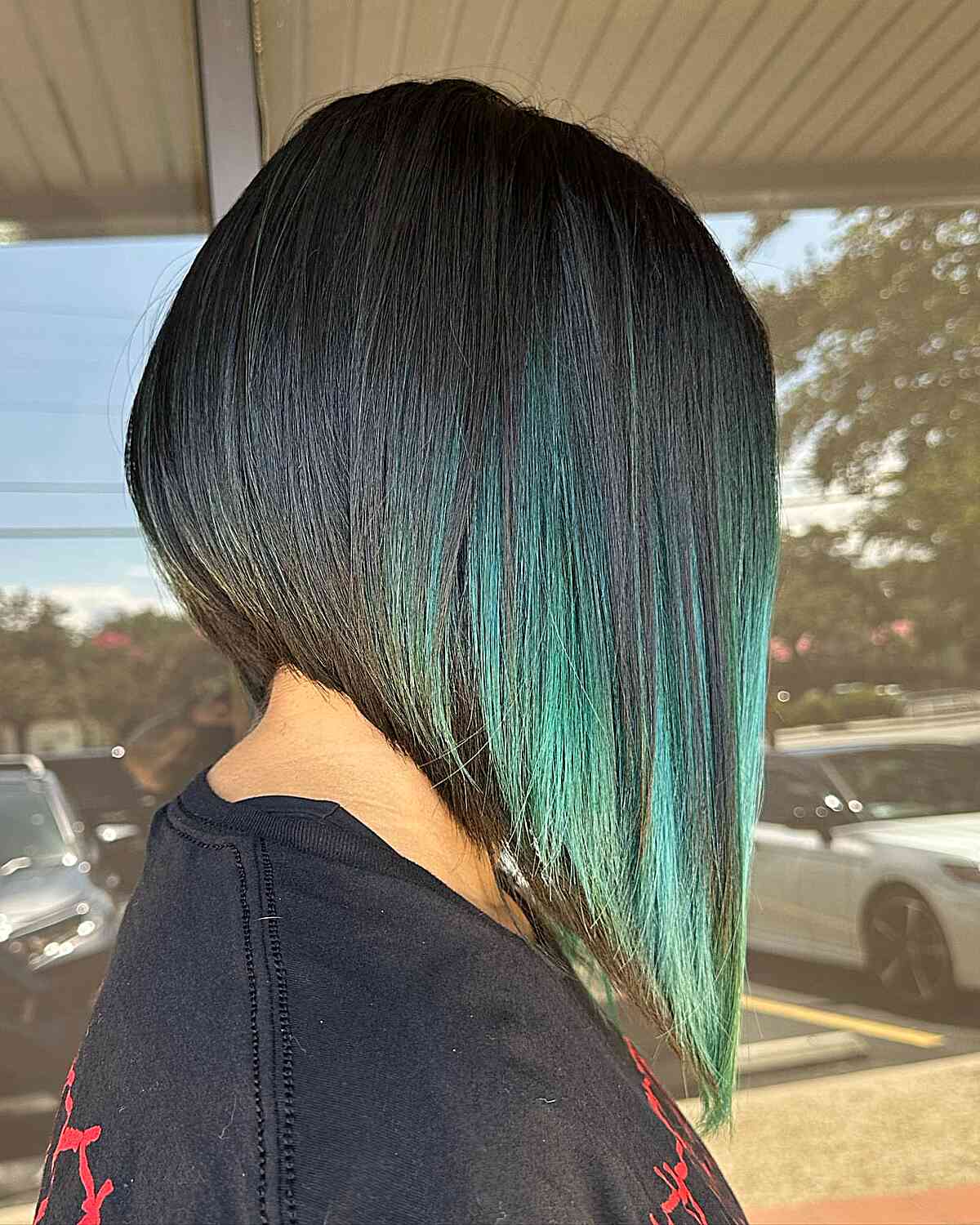Stunning Black A-Line with Teal Highlights