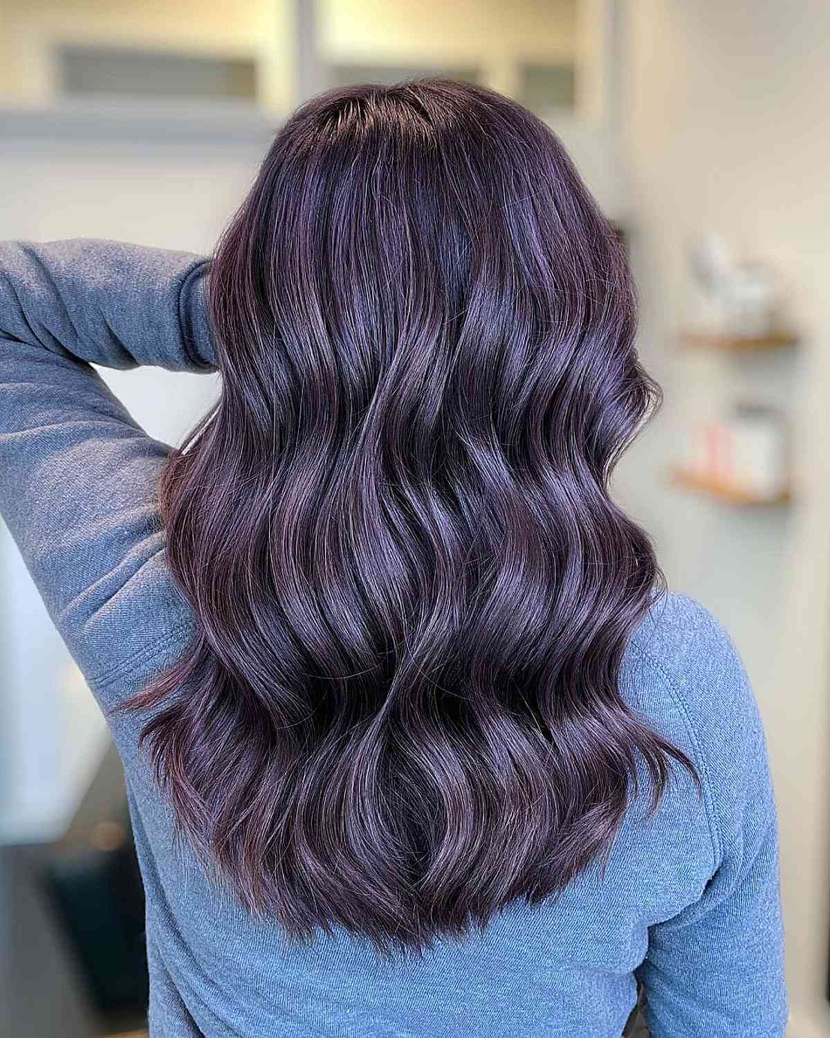 Stunning dark purple hair color