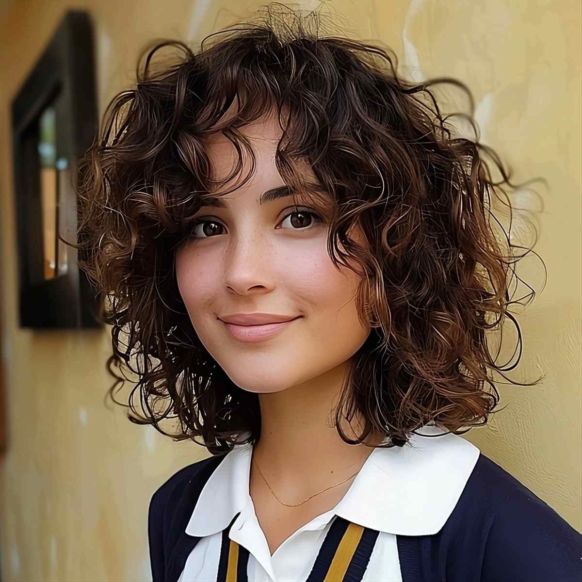 Stunning Layered Curly Lob Haircut
