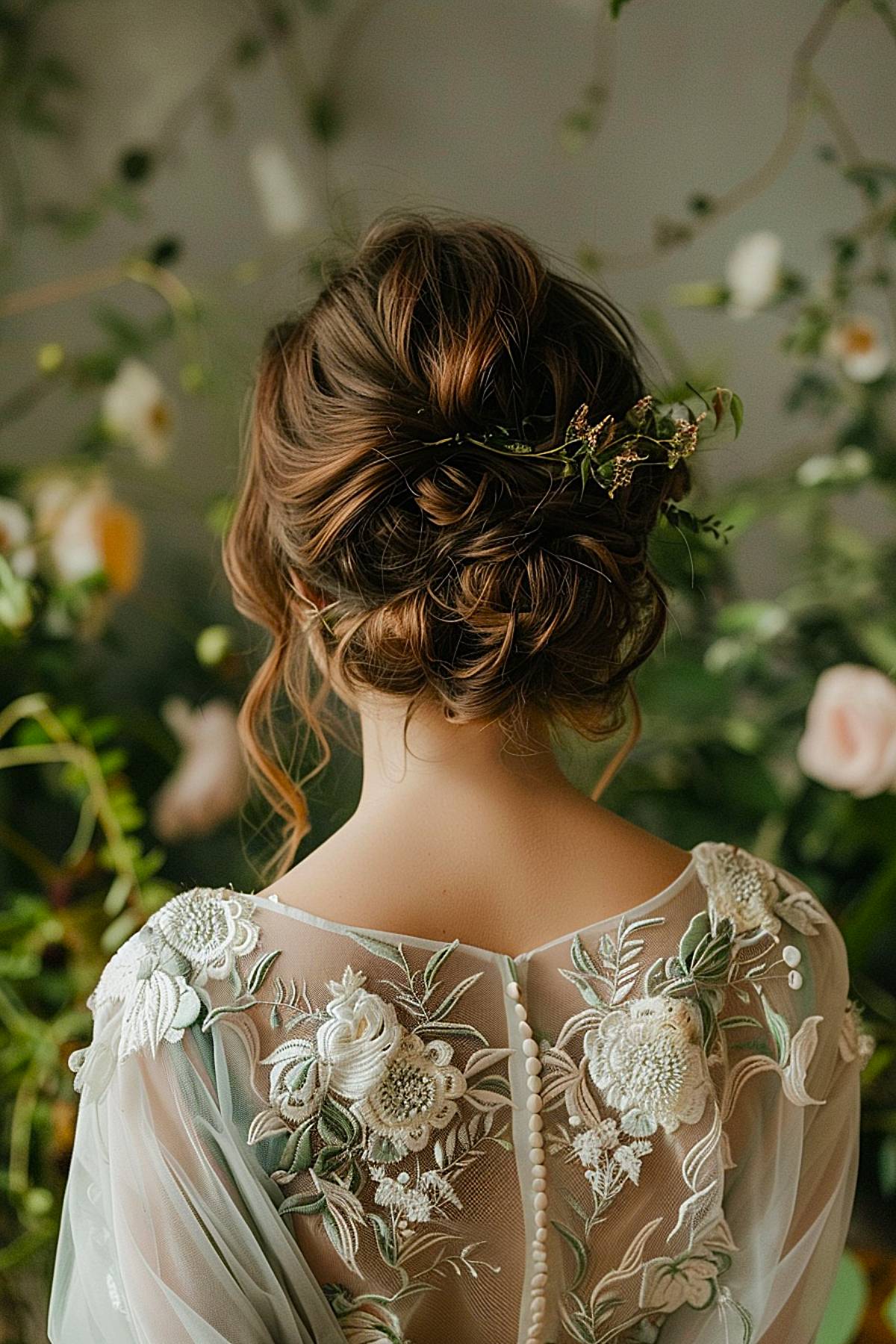 Elegant long hair bridesmaid wedding updo