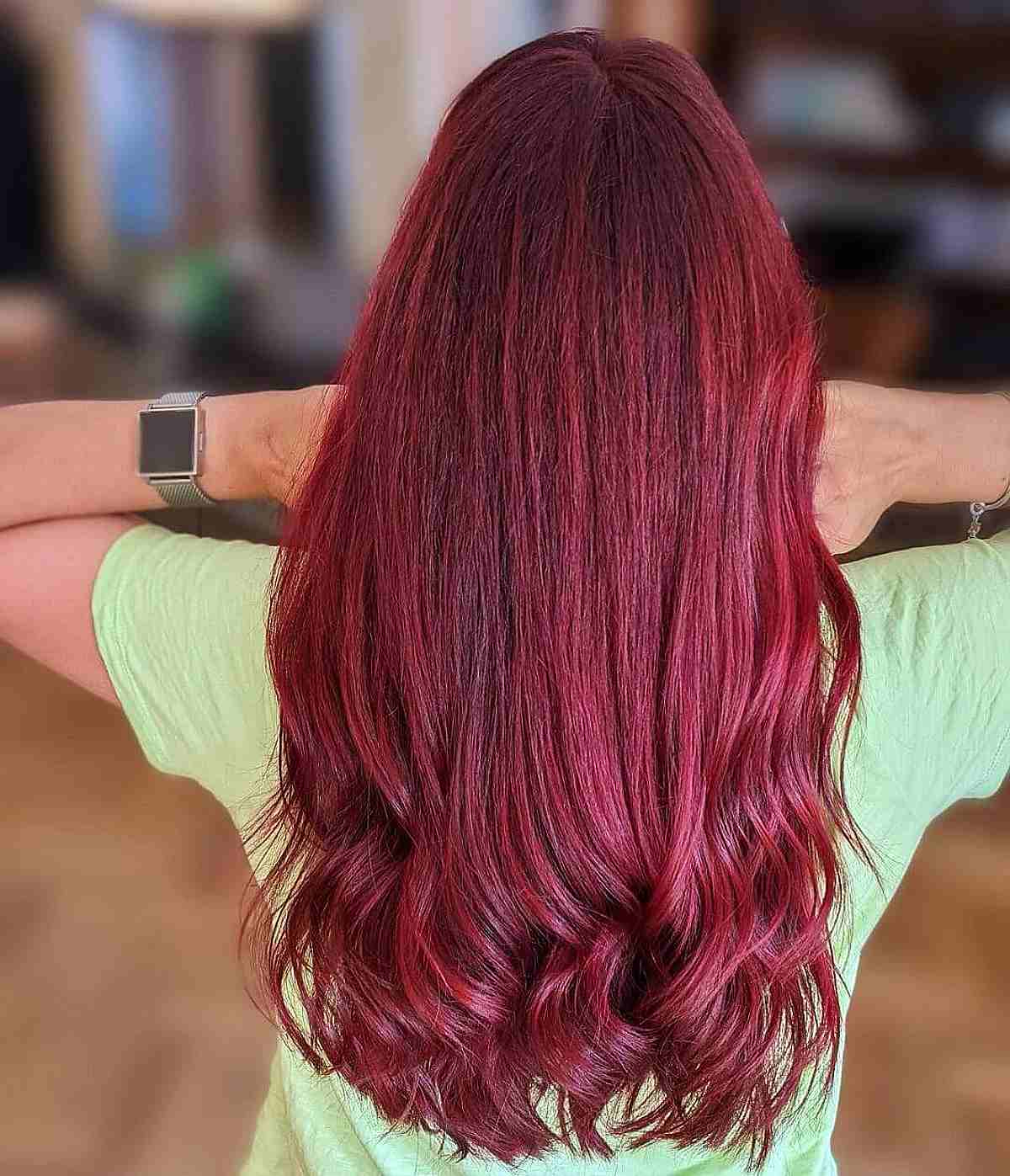 Stunning Long Red Hair with Curled Ends