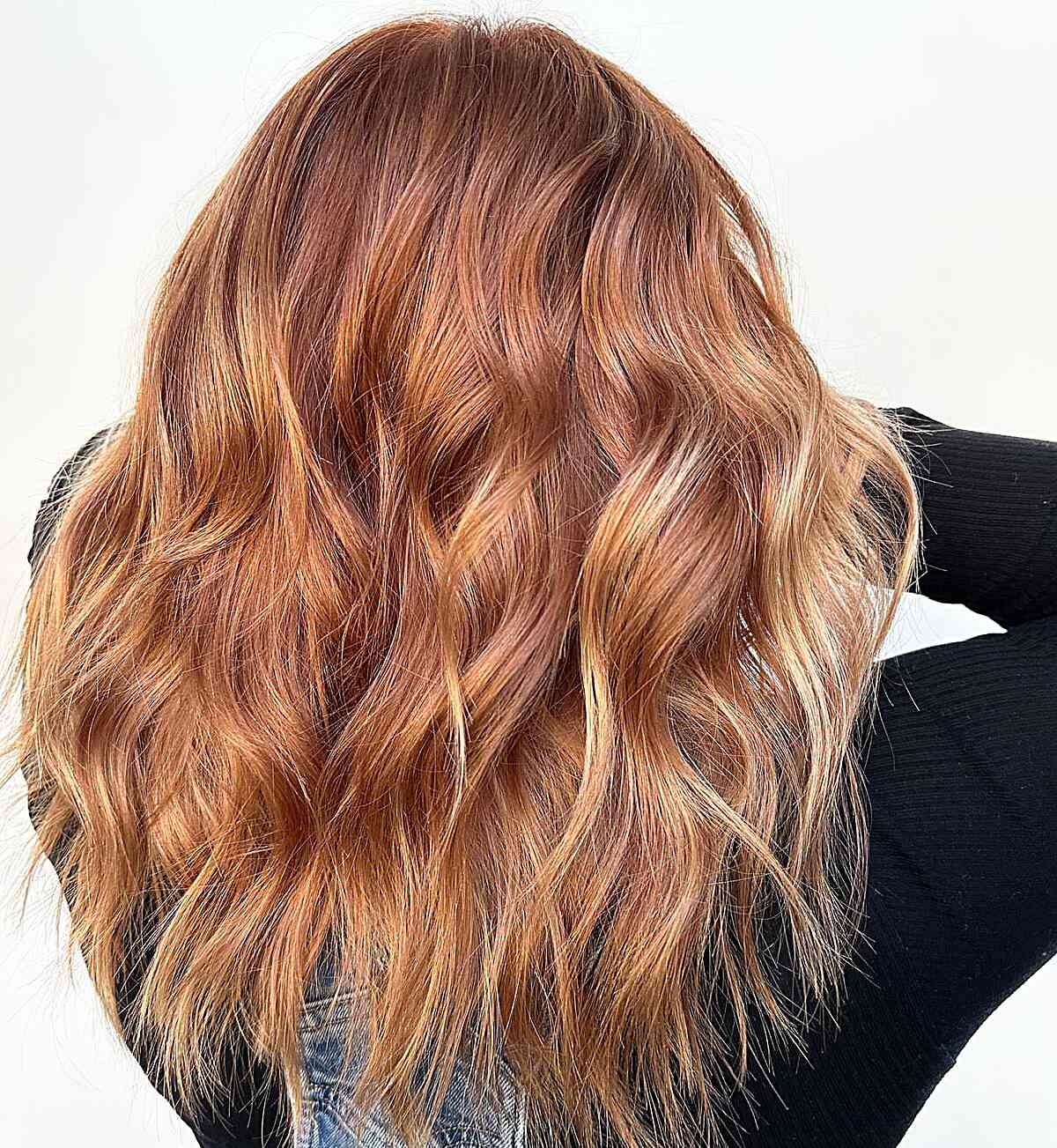 Stunning Mid-Length Copper and Blonde Hair Highlights