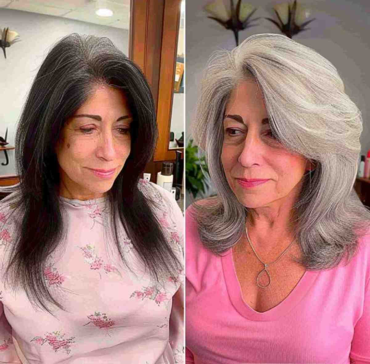 Stunning Mid-Length Natural Grey Hair with Layers