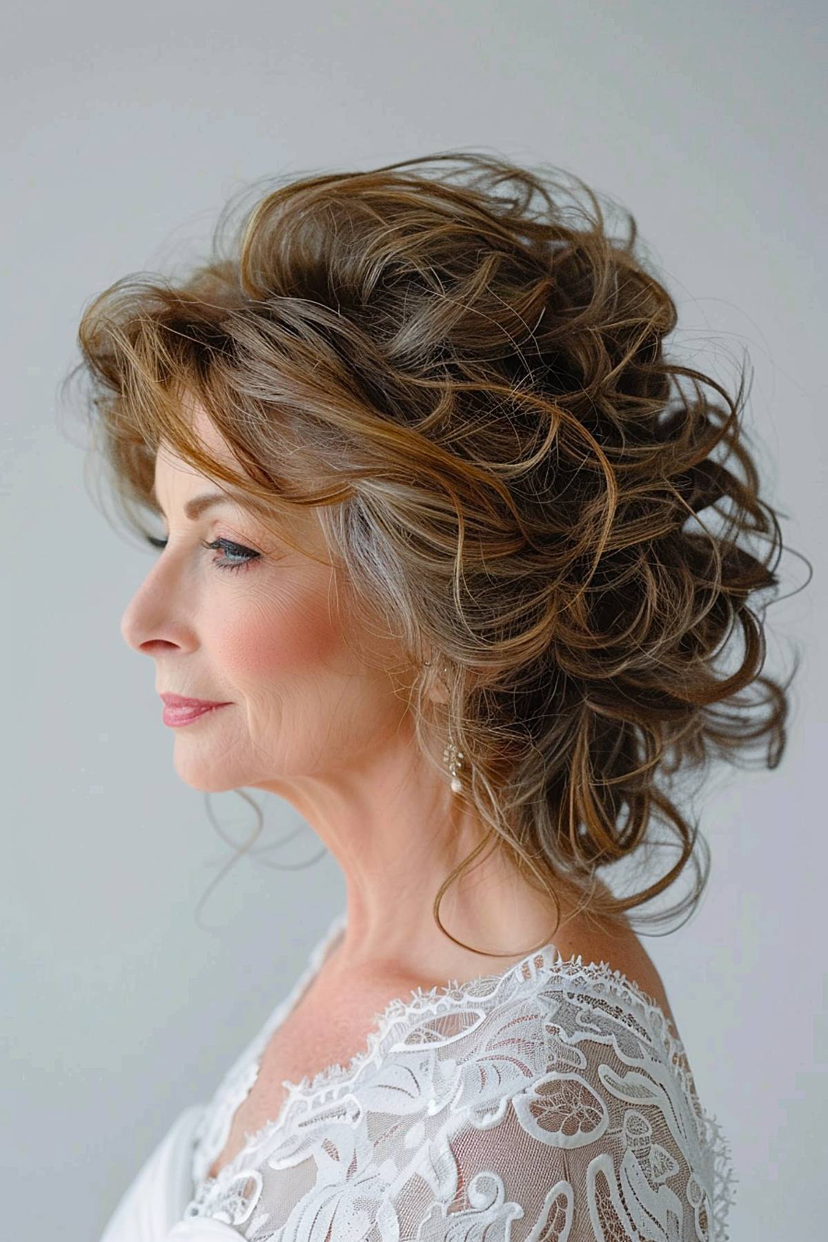 Mother-of-the-bride curly updo hairstyle for women over 50