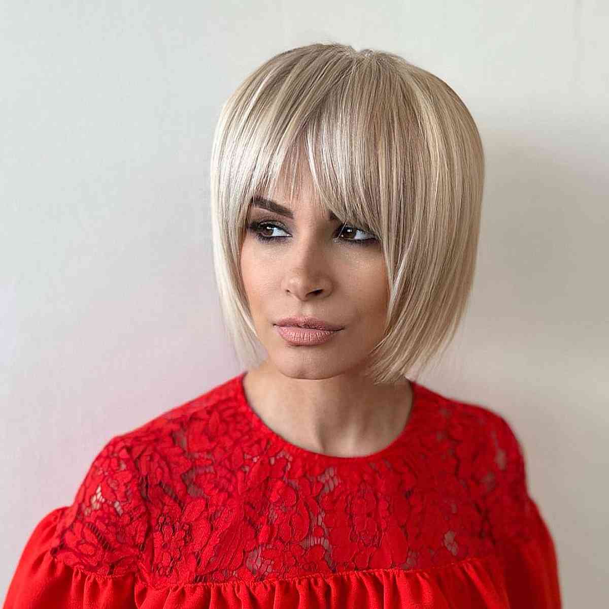 Stunning Soft Blonde Bob with Bangs for Straight Hair