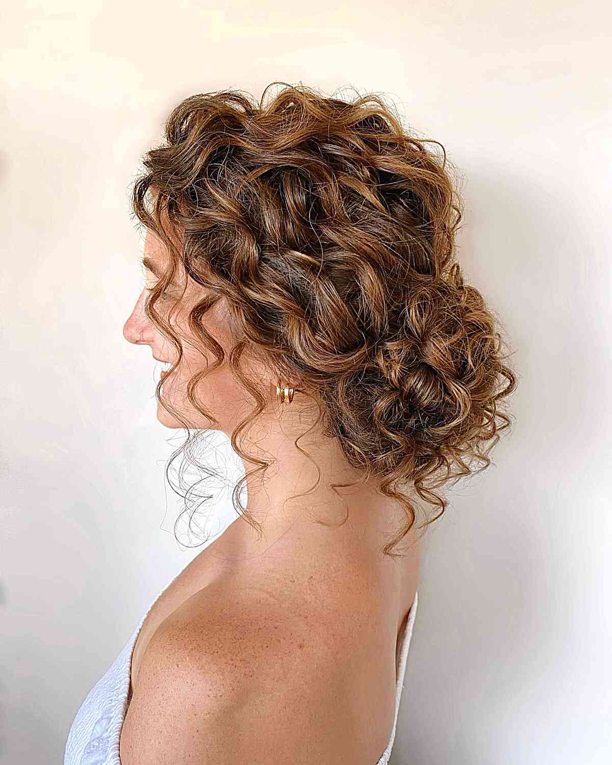 Half up half down curl hairstyles - partial updo wedding hairstyles