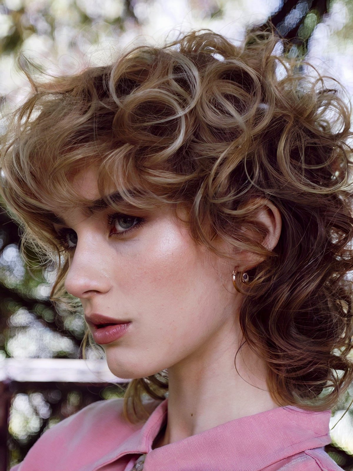 Classic curly mullet haircut with voluminous curls