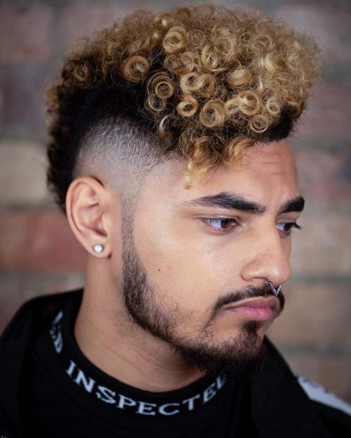 Stylish Rooted Blonde Curly Faux Hawk