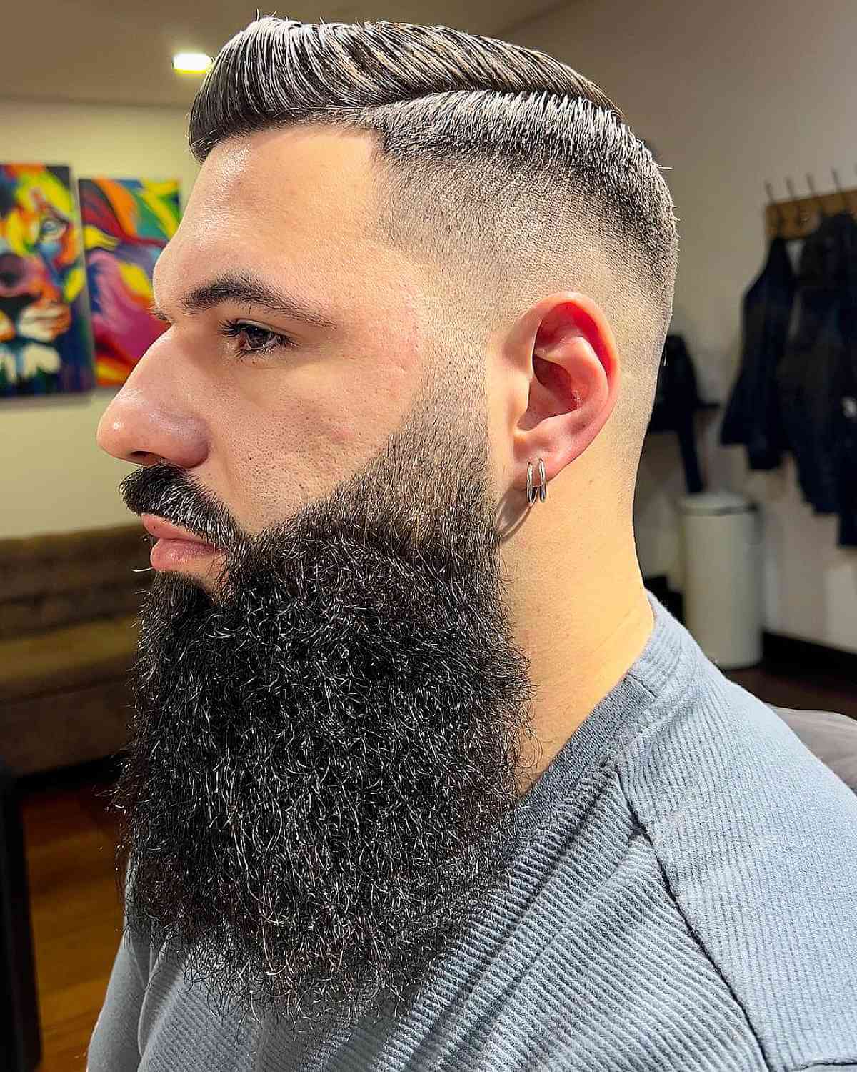 Stylish High Fade with a Beard and Mustache