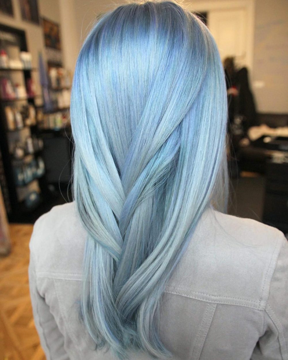 Subtle Baby Blue Ombre for Straight Hair