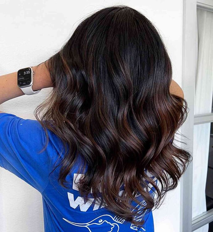 25 Examples Caramel Balayage on Black Hair