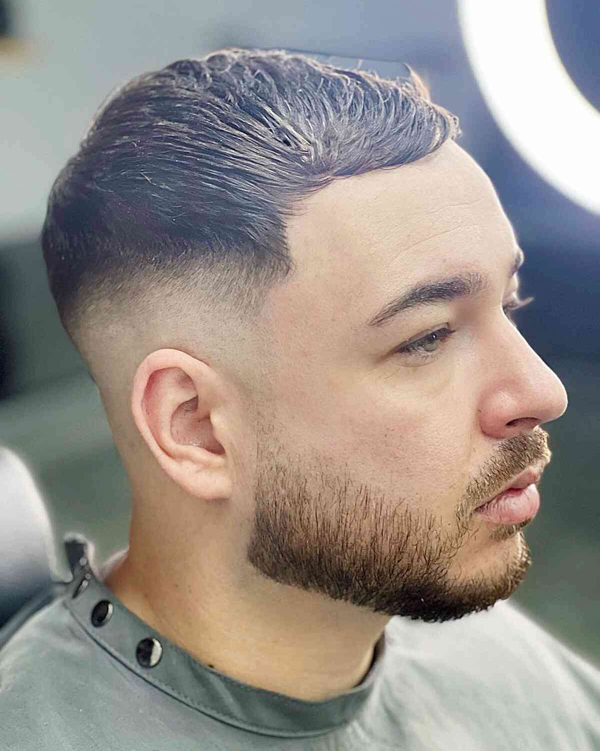Subtle Combover with a Skin Fade for Men with a Beard