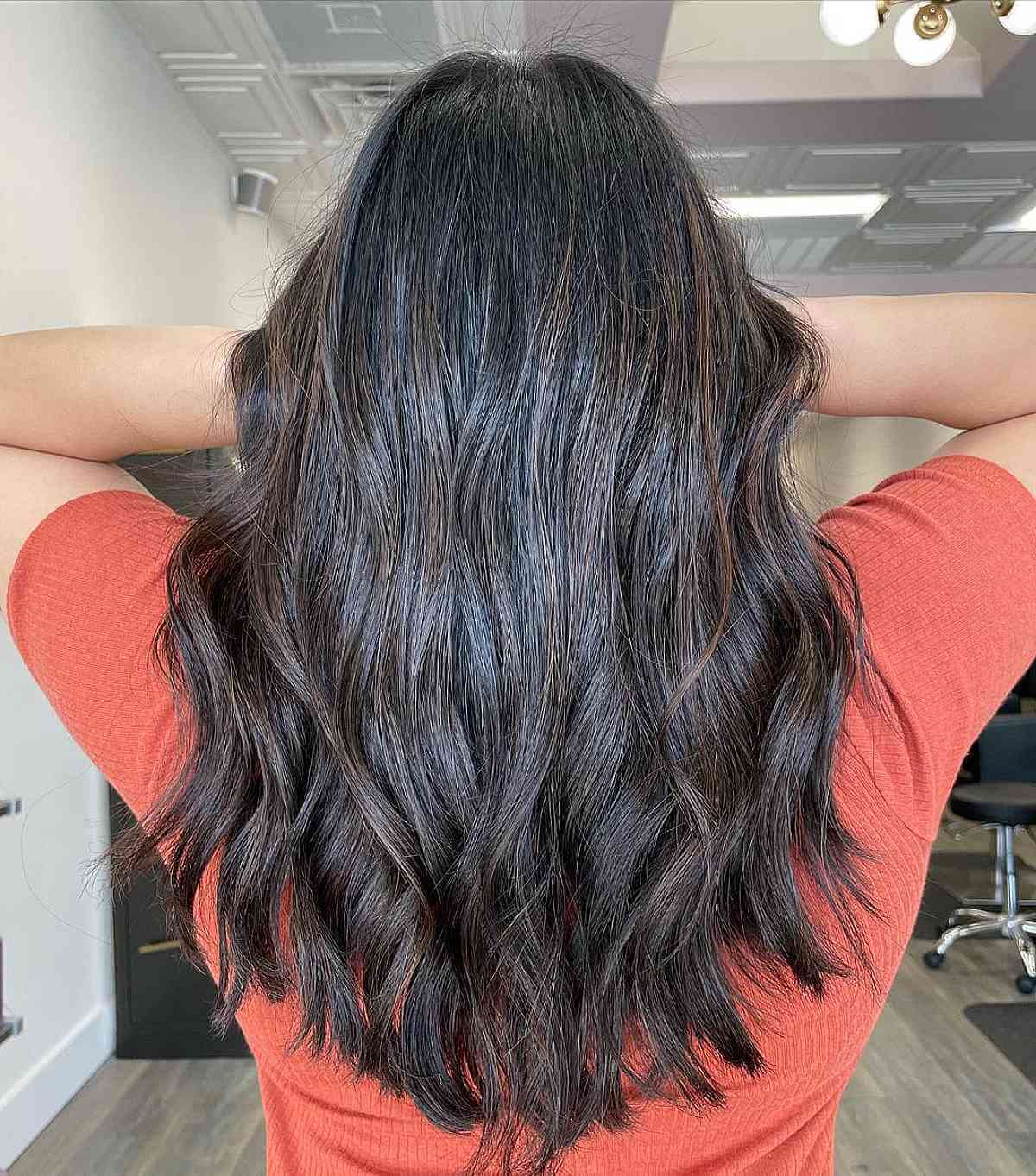 Subtle Highlights and Partial Balayage on Dark Hair