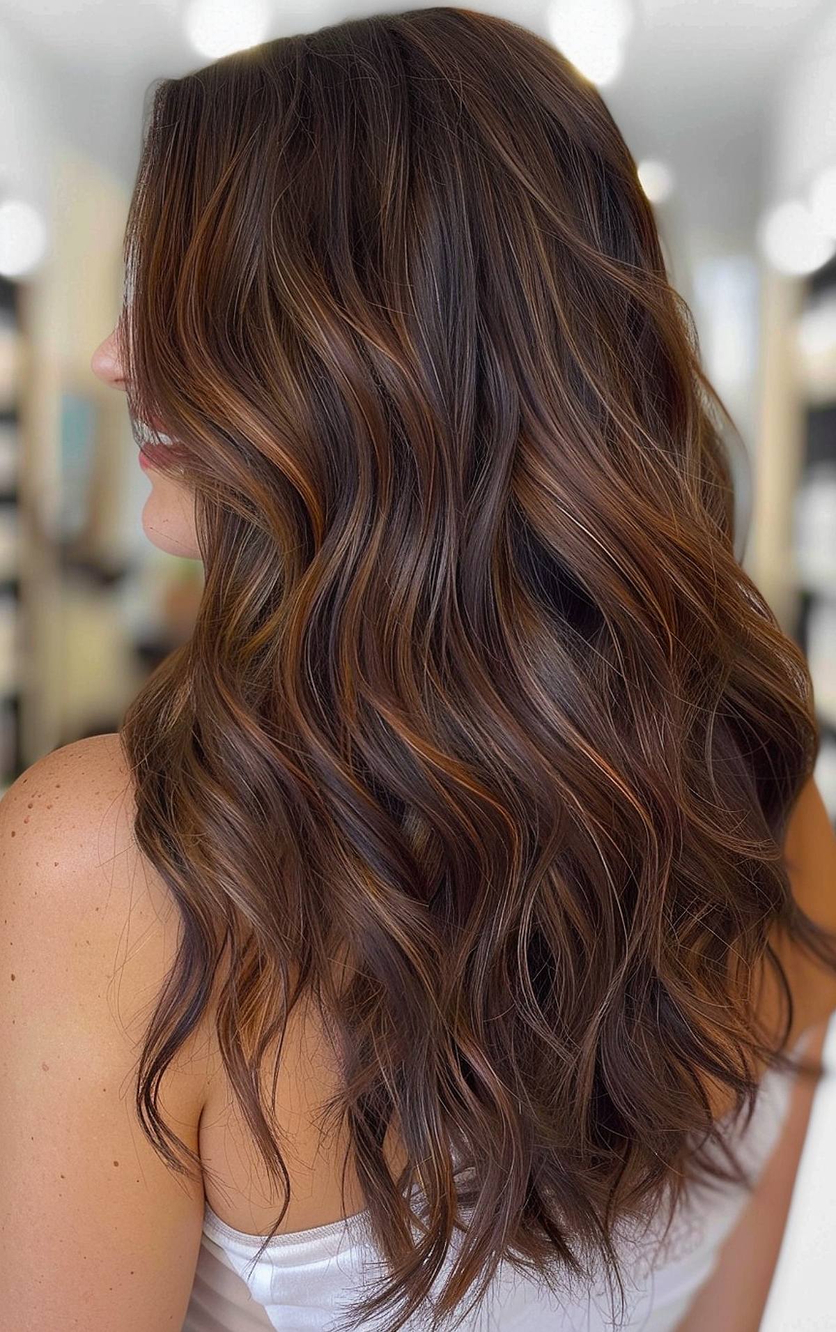 Brown hair with subtle natural highlights