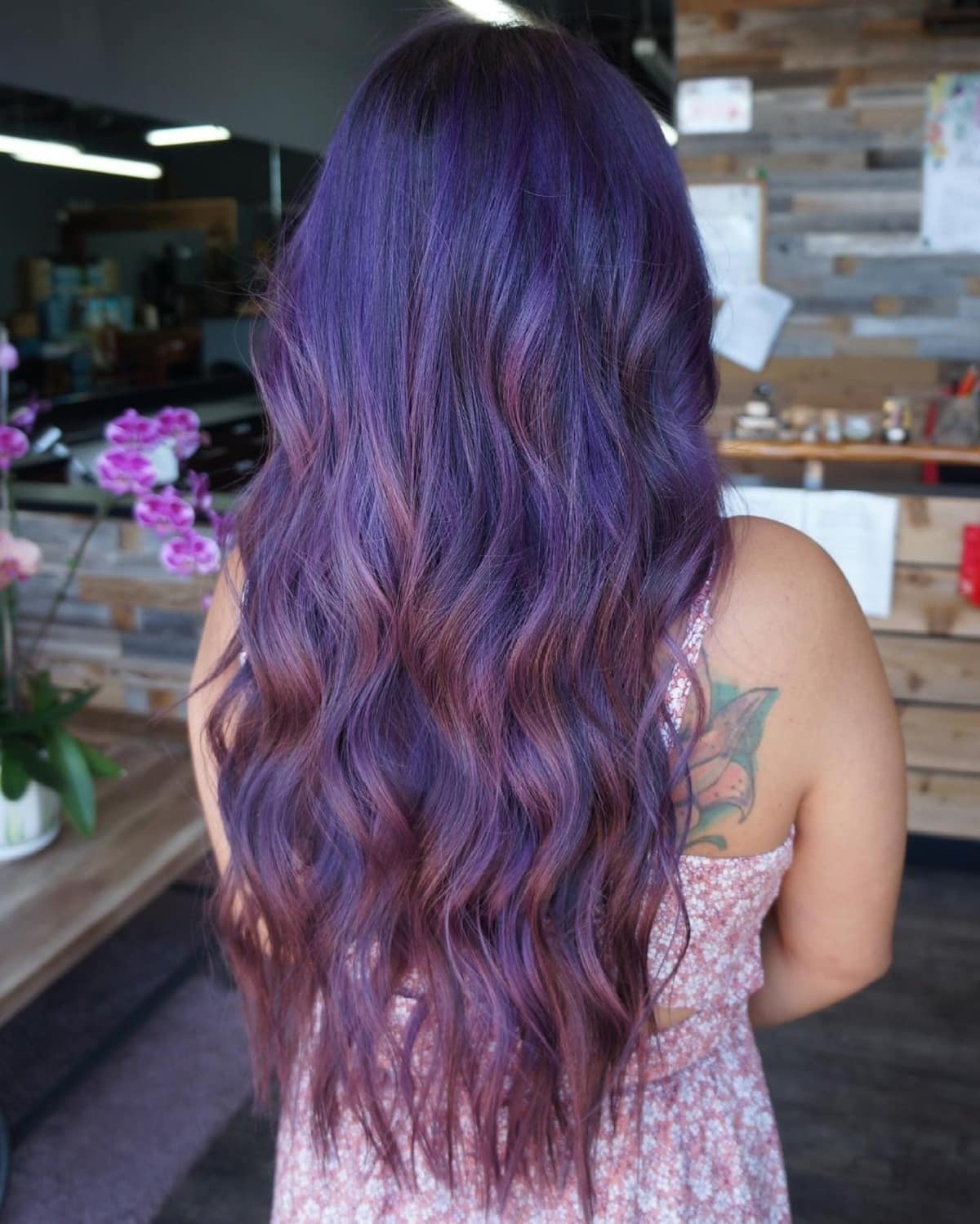 Subtle mauve and purple mermaid hair