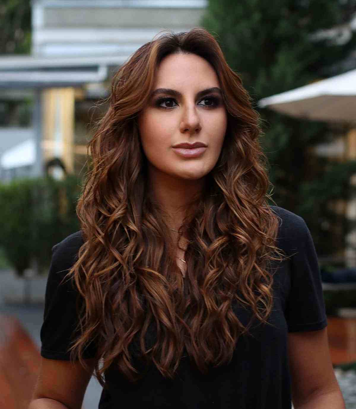 Sultry Long Curls for Square Face Shapes
