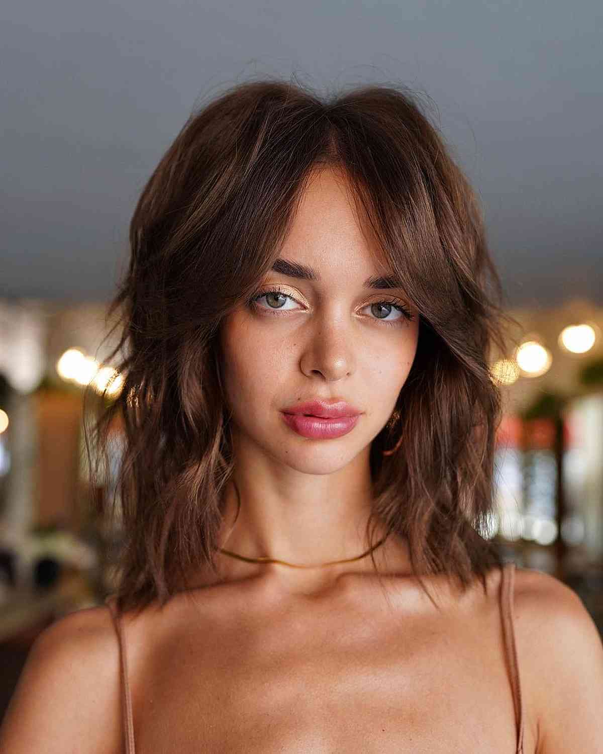 Sultry Long Curtain Fringe for Fine Hair