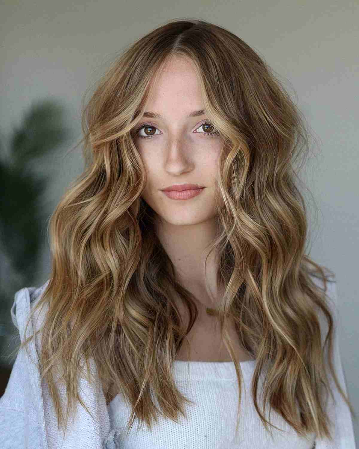 Sun-Kissed Balayage with Dark Ash Brown and Golden Tones