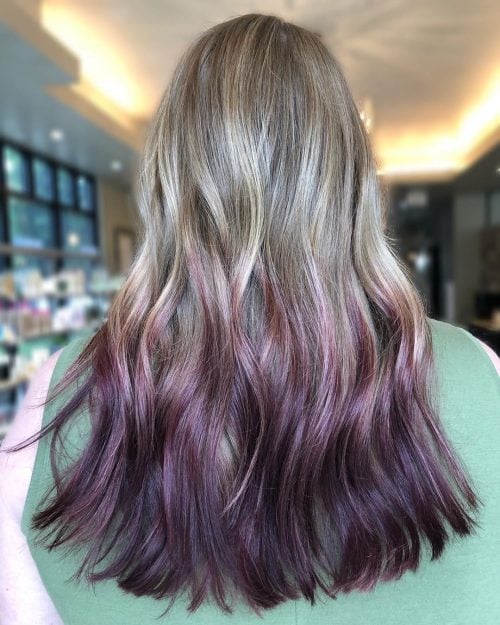 sun kissed blonde to purple ombre hair