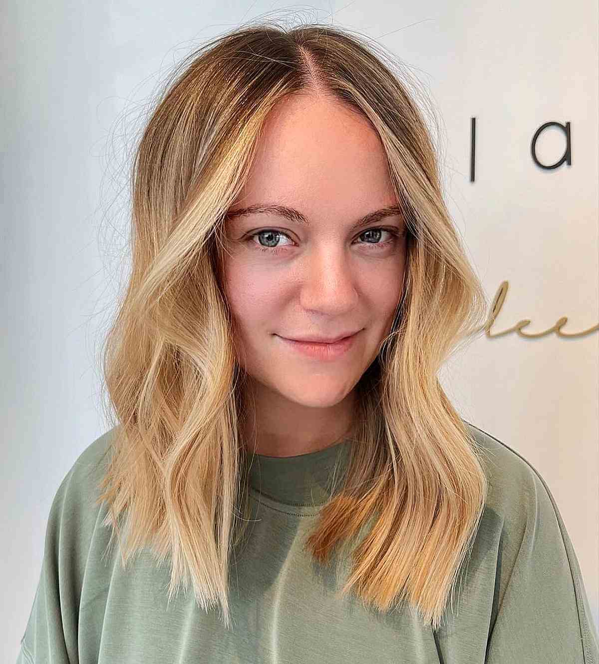 Sun-Kissed Warm Blonde Hair with Root Smudge