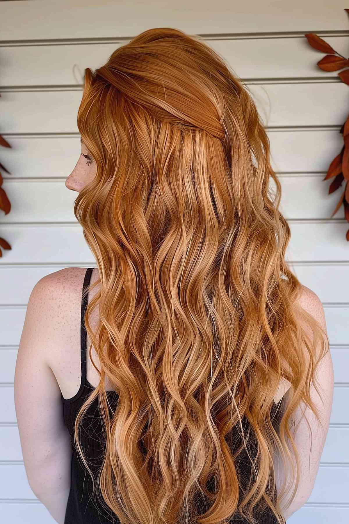 Long waves with a sun-kissed ginger copper hue