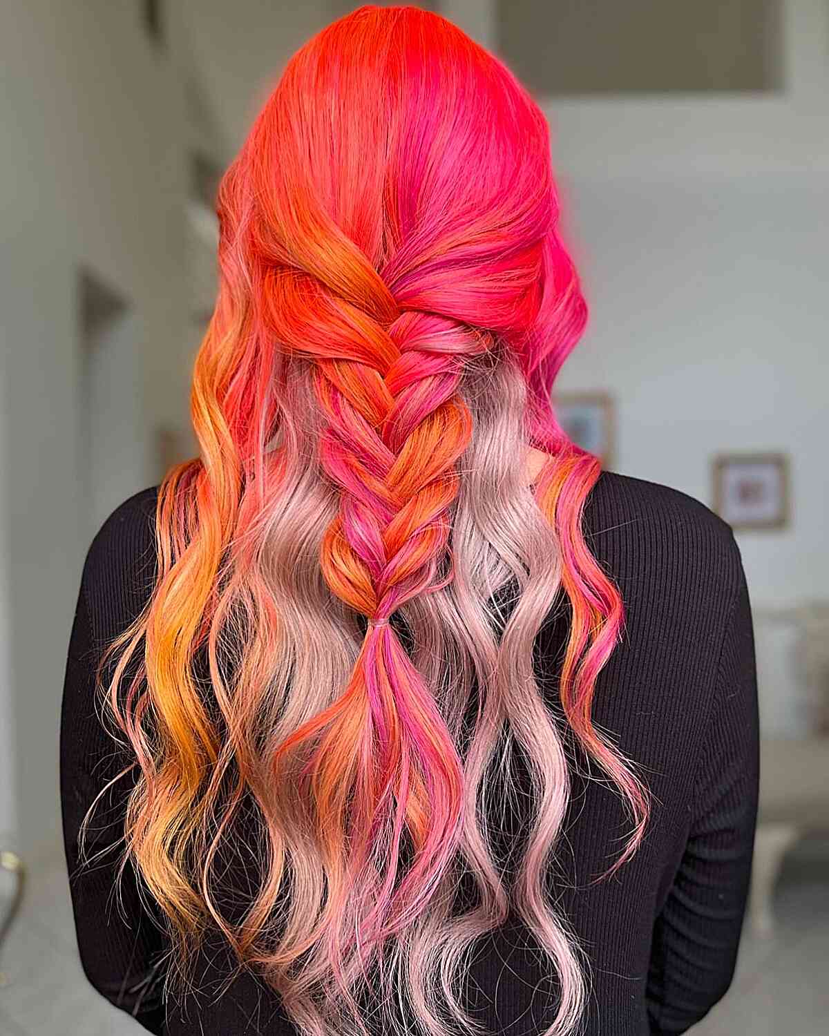 Sunset Mermaid Hair with Long Waves for Rave Festivals