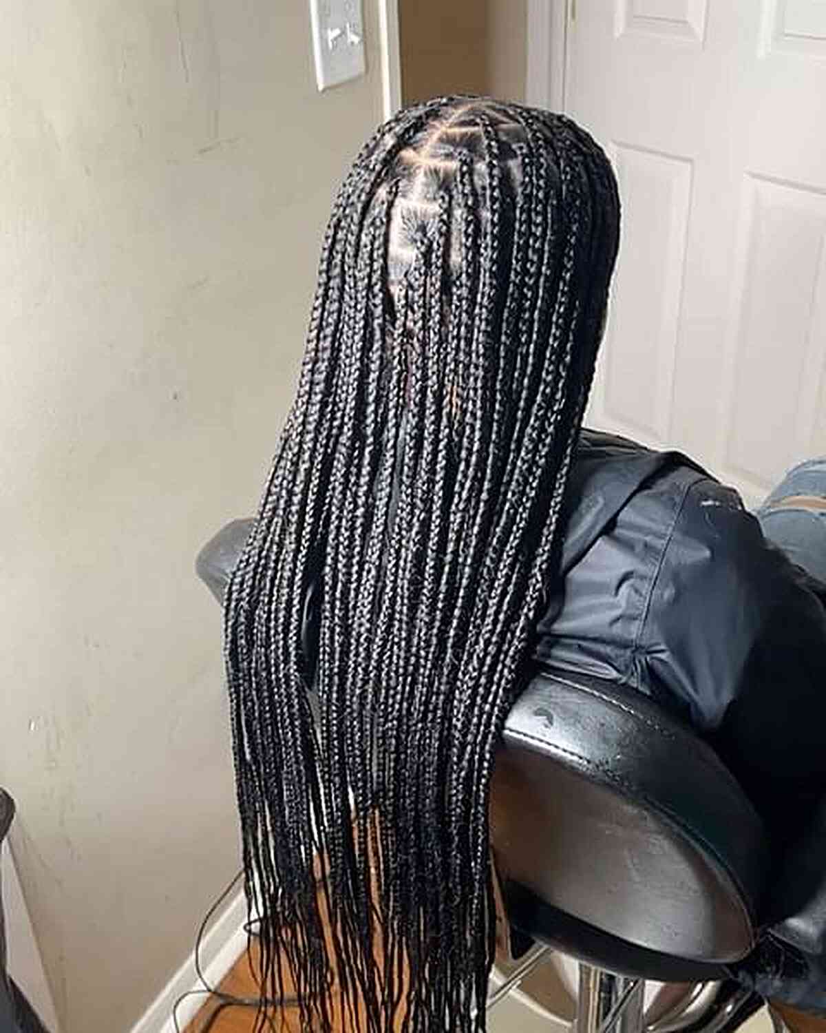 Super Long and Small Knotless Middle-Parted Braids