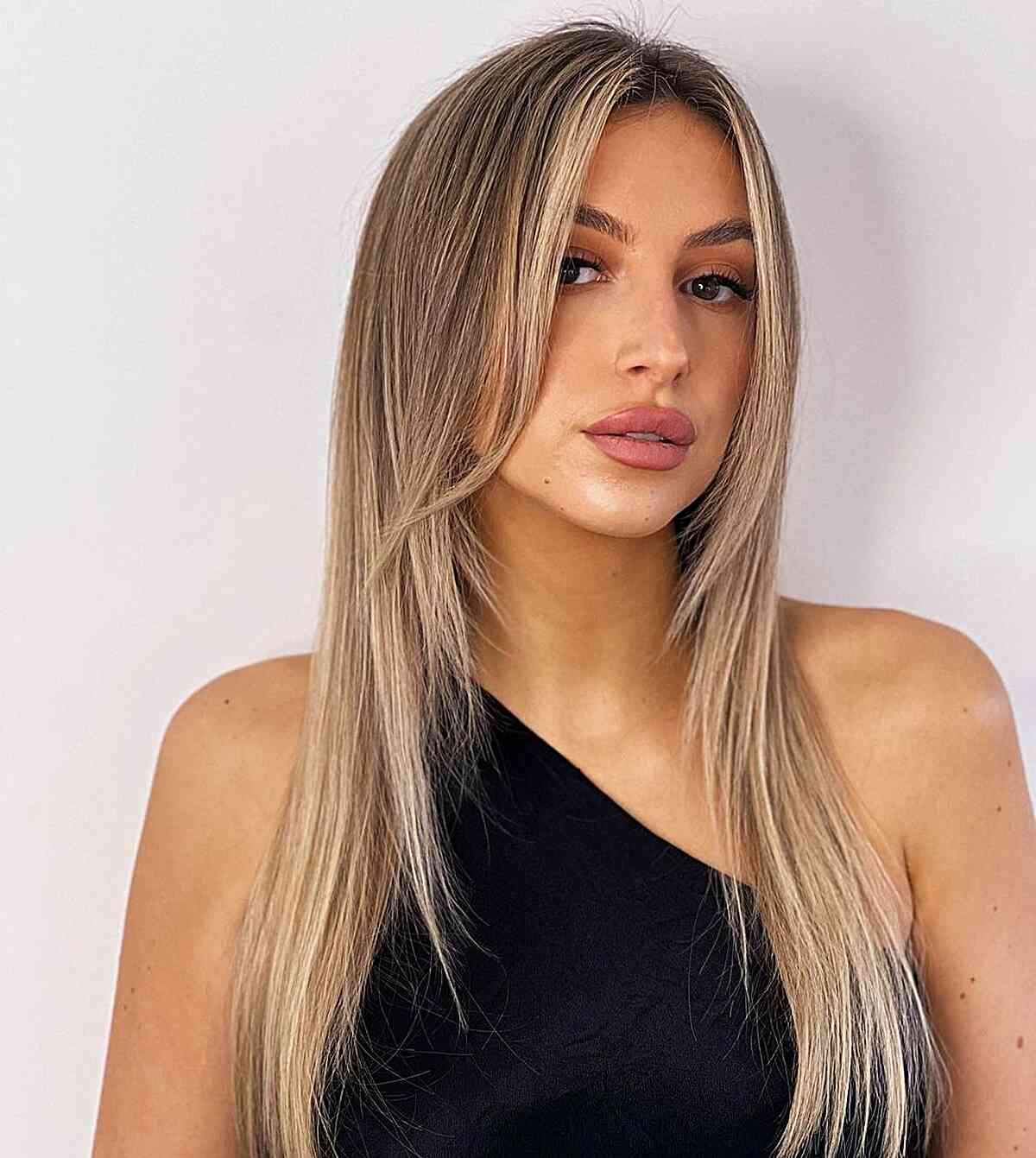 Super Sleek Long Thin Hair with Front Layers for women with long faces