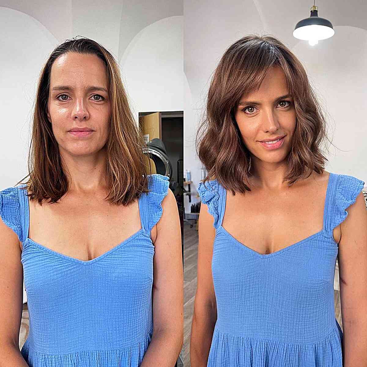 Sweeping Fringe for a Mid-Length Cut and Women with Large Foreheads