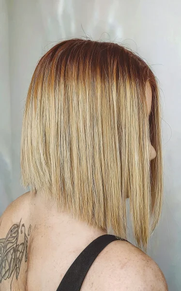 A Sweet Caramel Balayage Blunt A-Line Bob