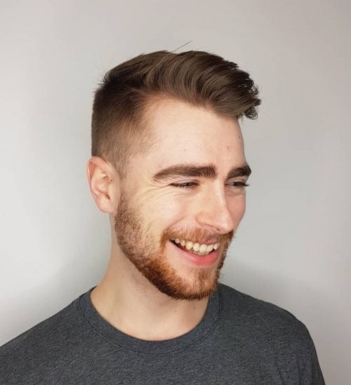 Taper Fade with a Side Part and Volume on Top