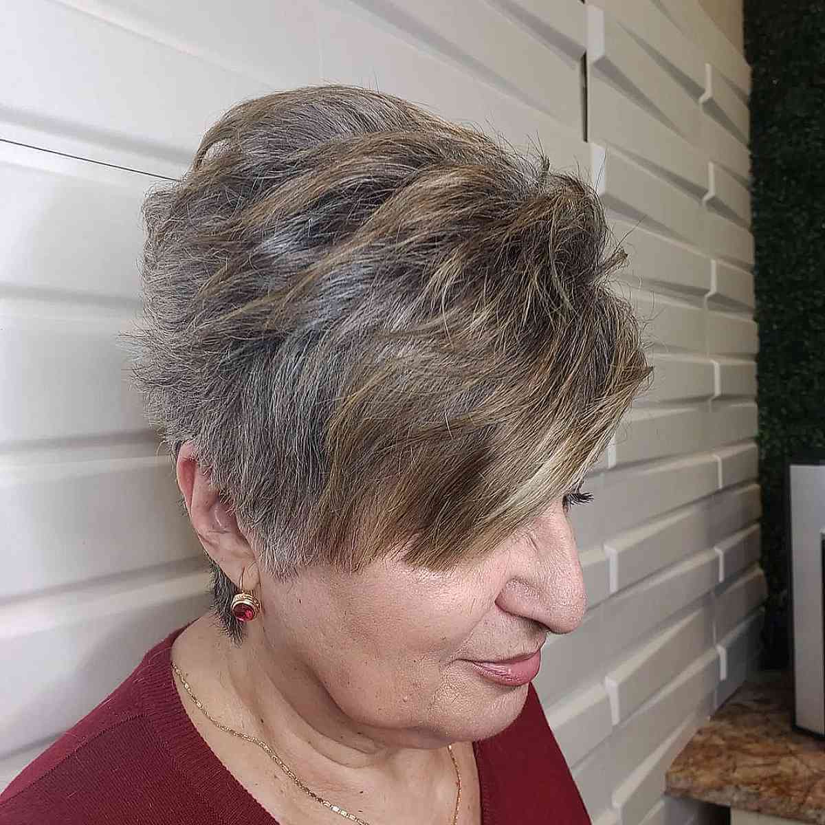 Tapered Asymmetrical Pixie Crop for 70-Year-Olds
