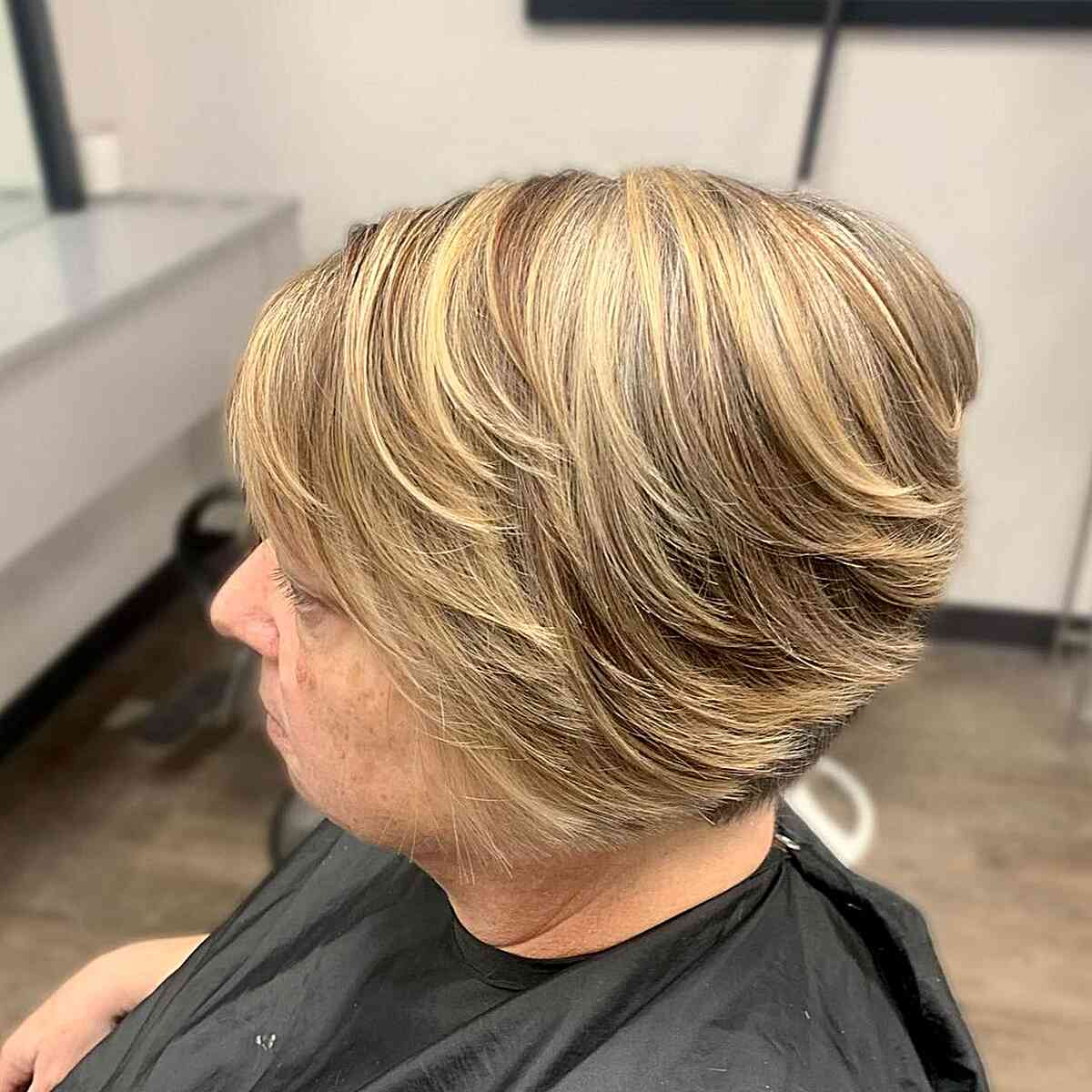 Tapered Choppy Mini Bob with Shorter Layers for women aged 60