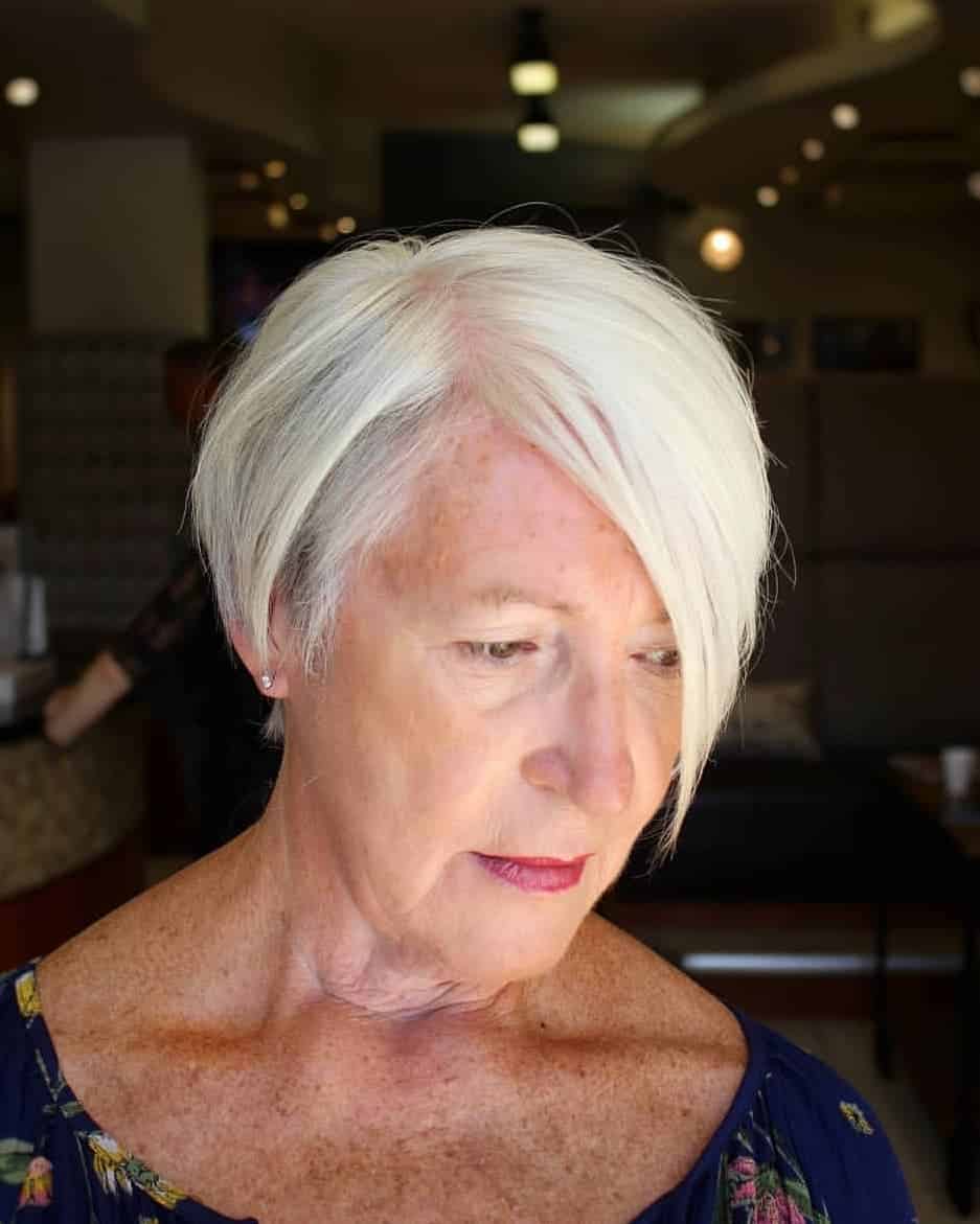 tapered long pixie cut with bangs for women over 60