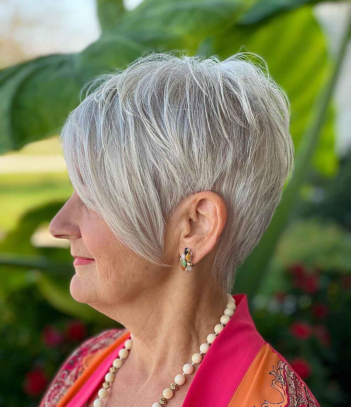 Modern tapered long pixie with bangs