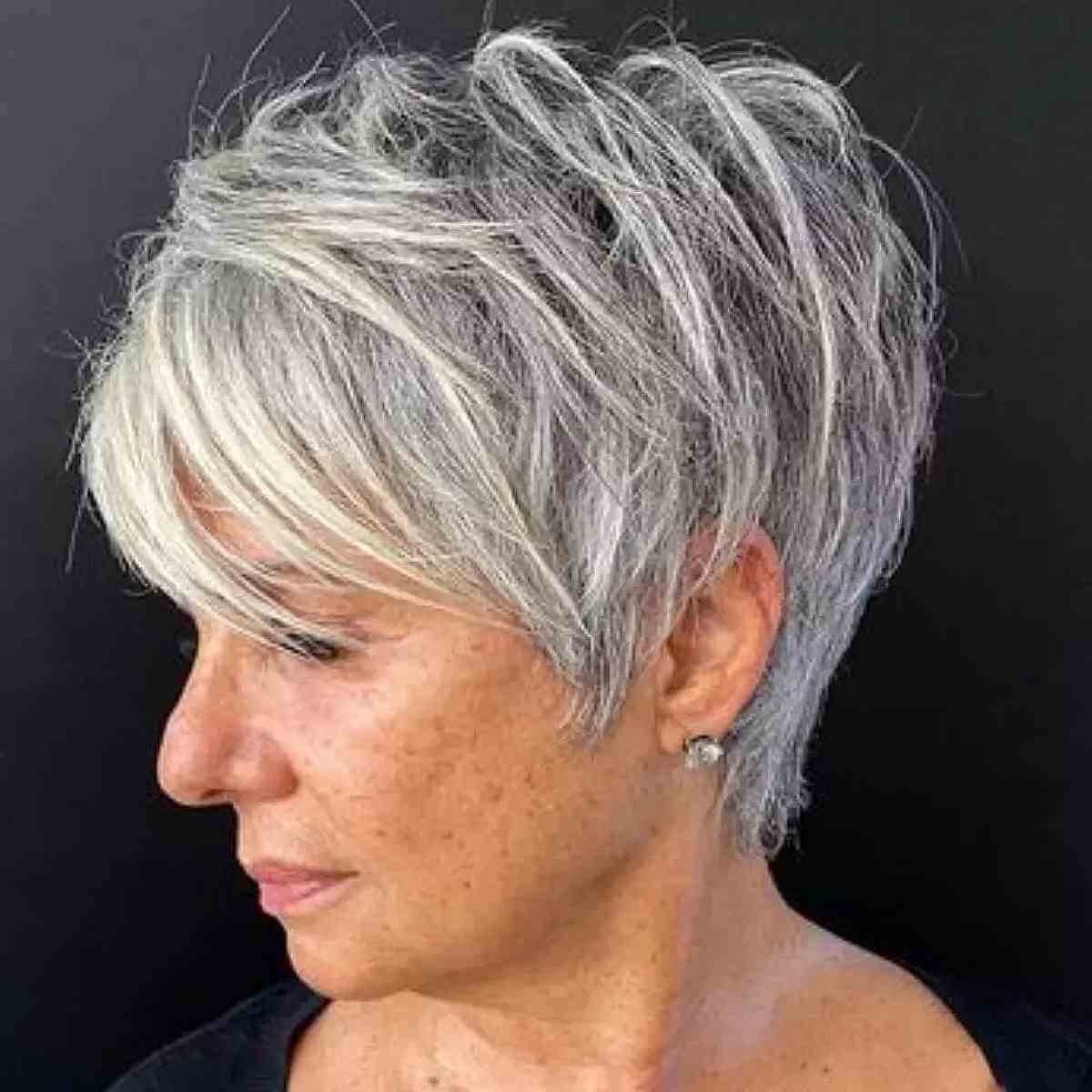 Tapered Salt and Pepper Pixie