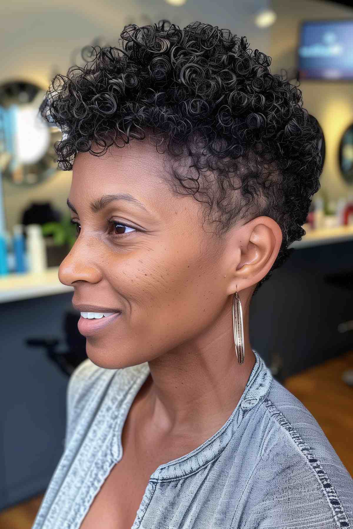 tapered TWA hairstyle for women with natural curly hair