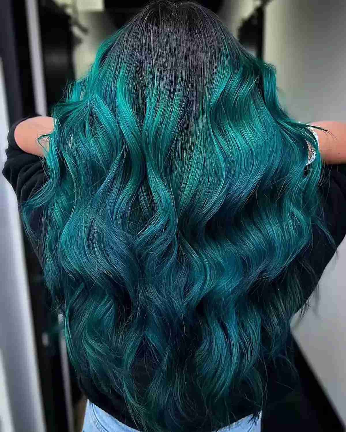 Mermaid Ombre Hair Mermaid Extensions Teal Blue Hair Turquoise Extensions  Black to Teal Ombre   Haarfarben Haarfarbe balayage Mittellange haare  frisuren einfach