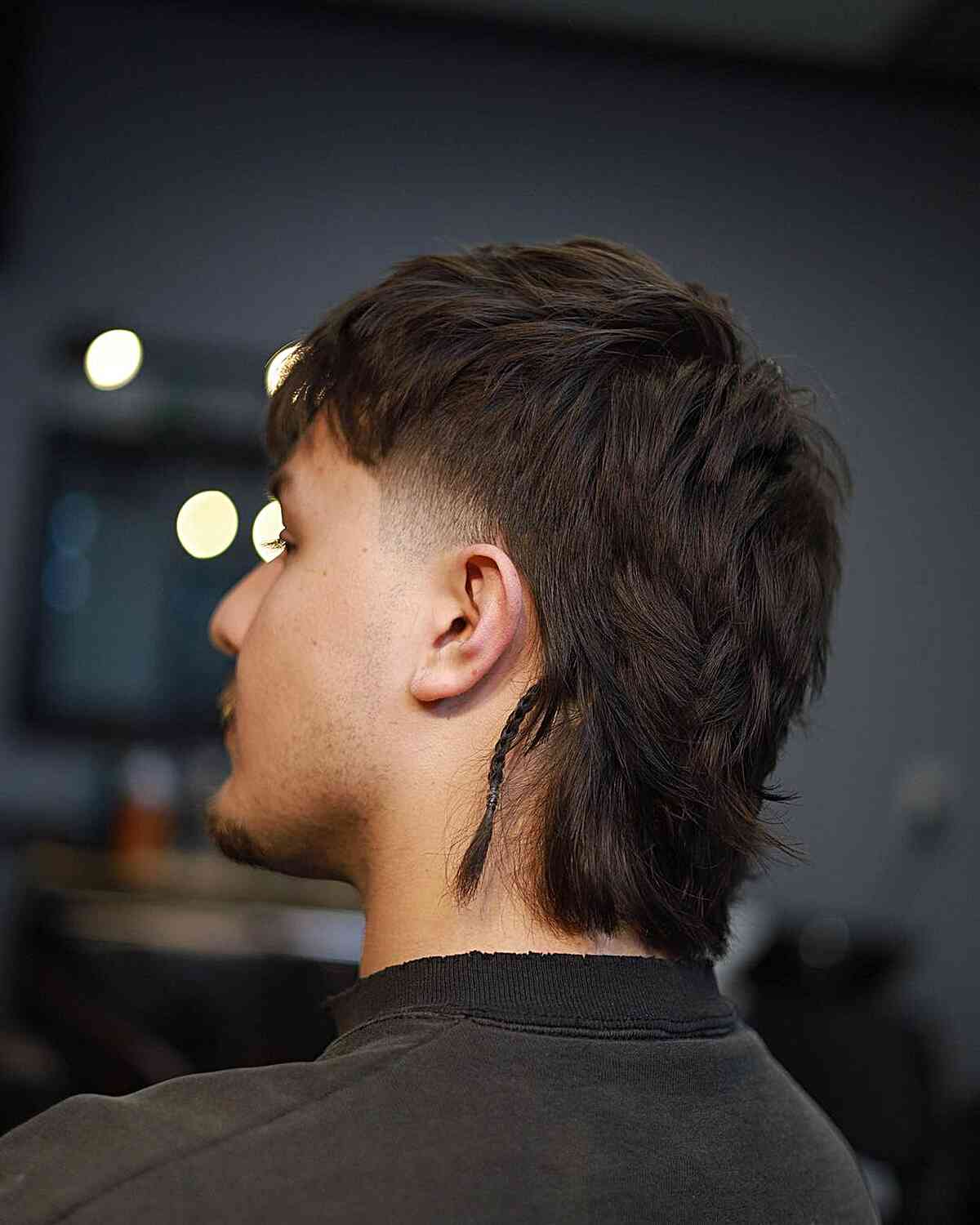 Temp Faded Mullet for Men with thick hair and an edgy style