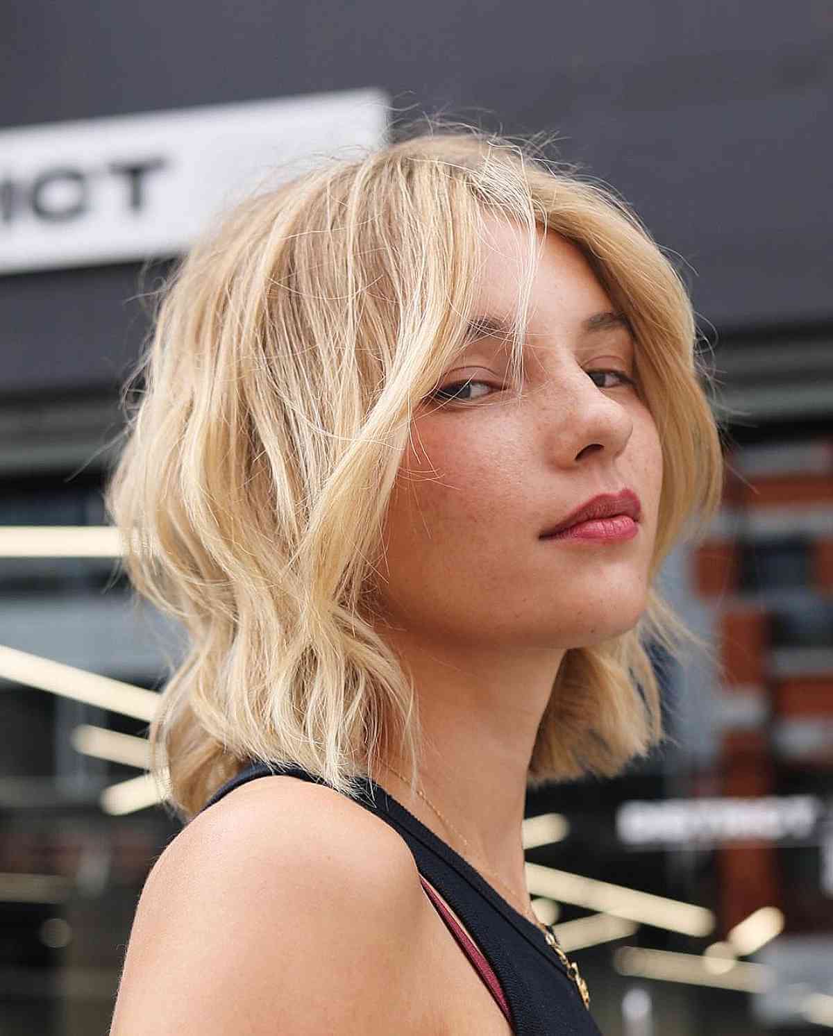 Textured Blonde Bob with Layers for Fine-Haired Women