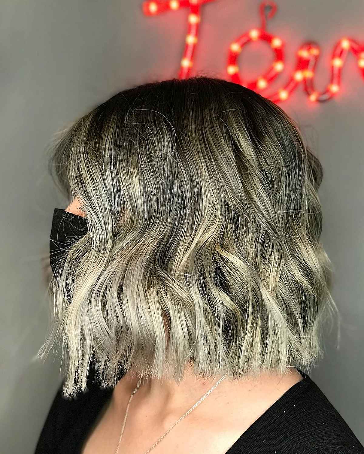 Textured Blunt Bob with a Balayage