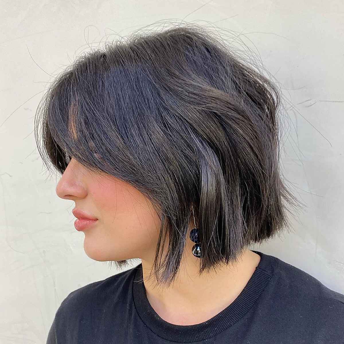 Textured Blunt Bob with Face-Framing Bangs