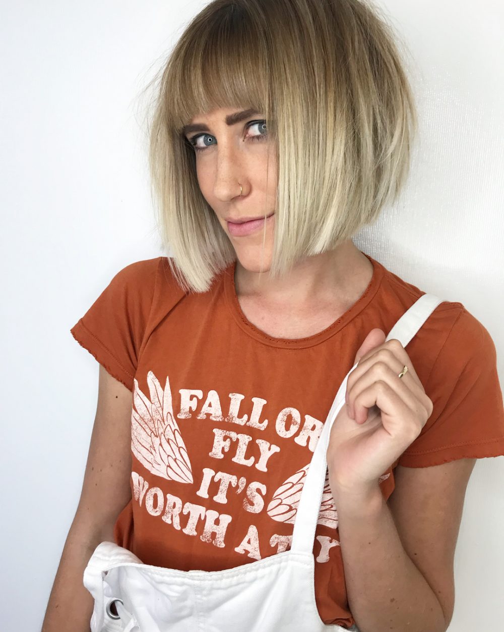 Textured Blunt Bob hairstyle for a longer face