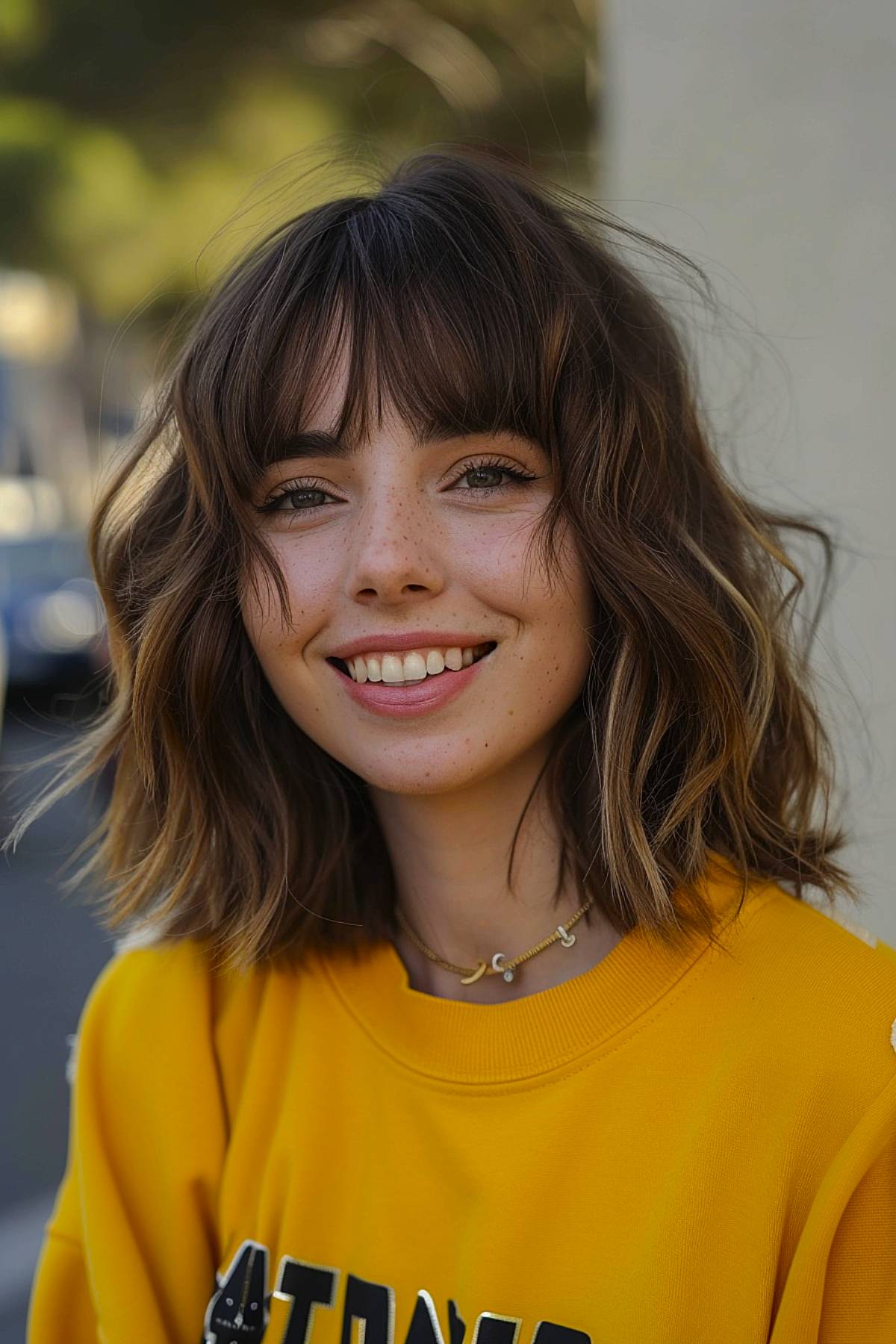 Shoulder-length textured bob with soft waves