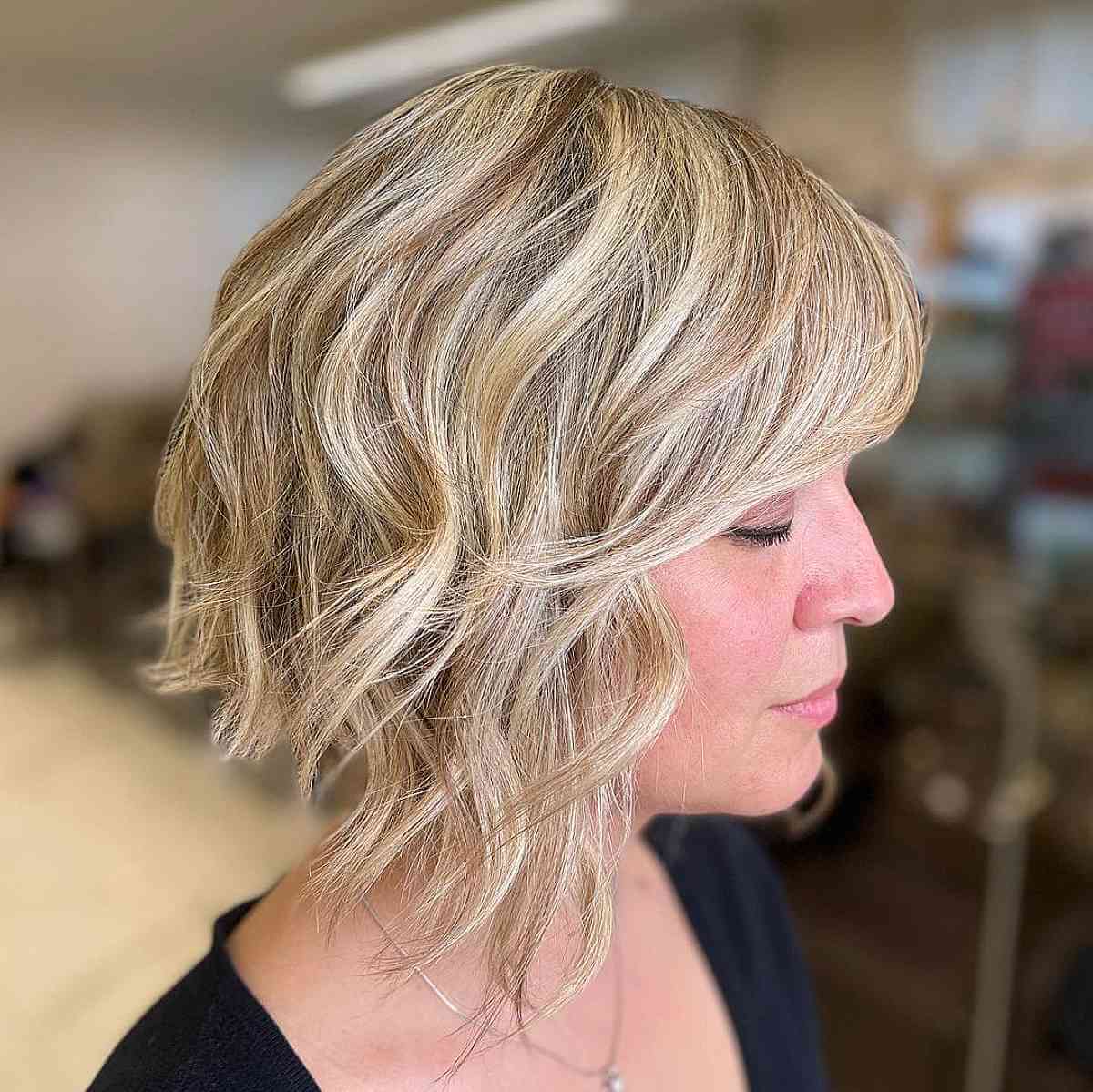 Textured Bob with Short Side Bangs