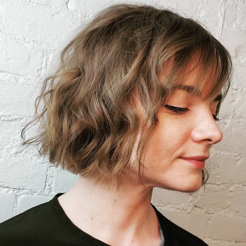Textured bob with side bangs