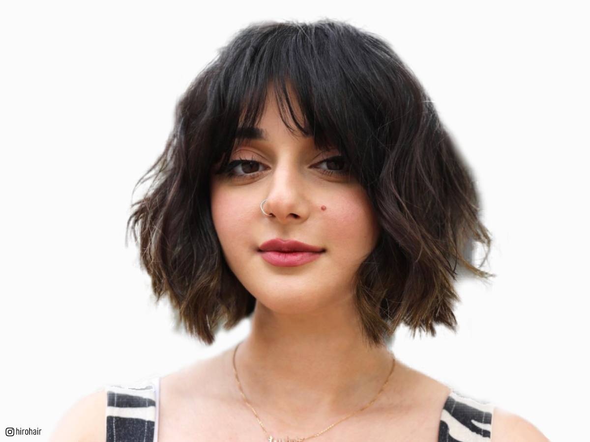Textured bobs with bangs