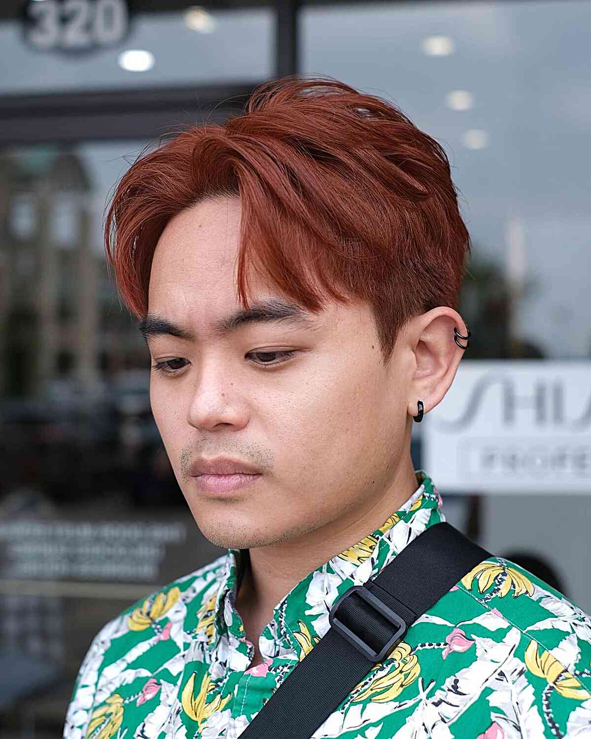 Textured Copper Brown Two Block Hair for Men
